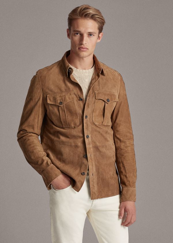 Men's Ralph Lauren Suede Overshirt | 518932CJV